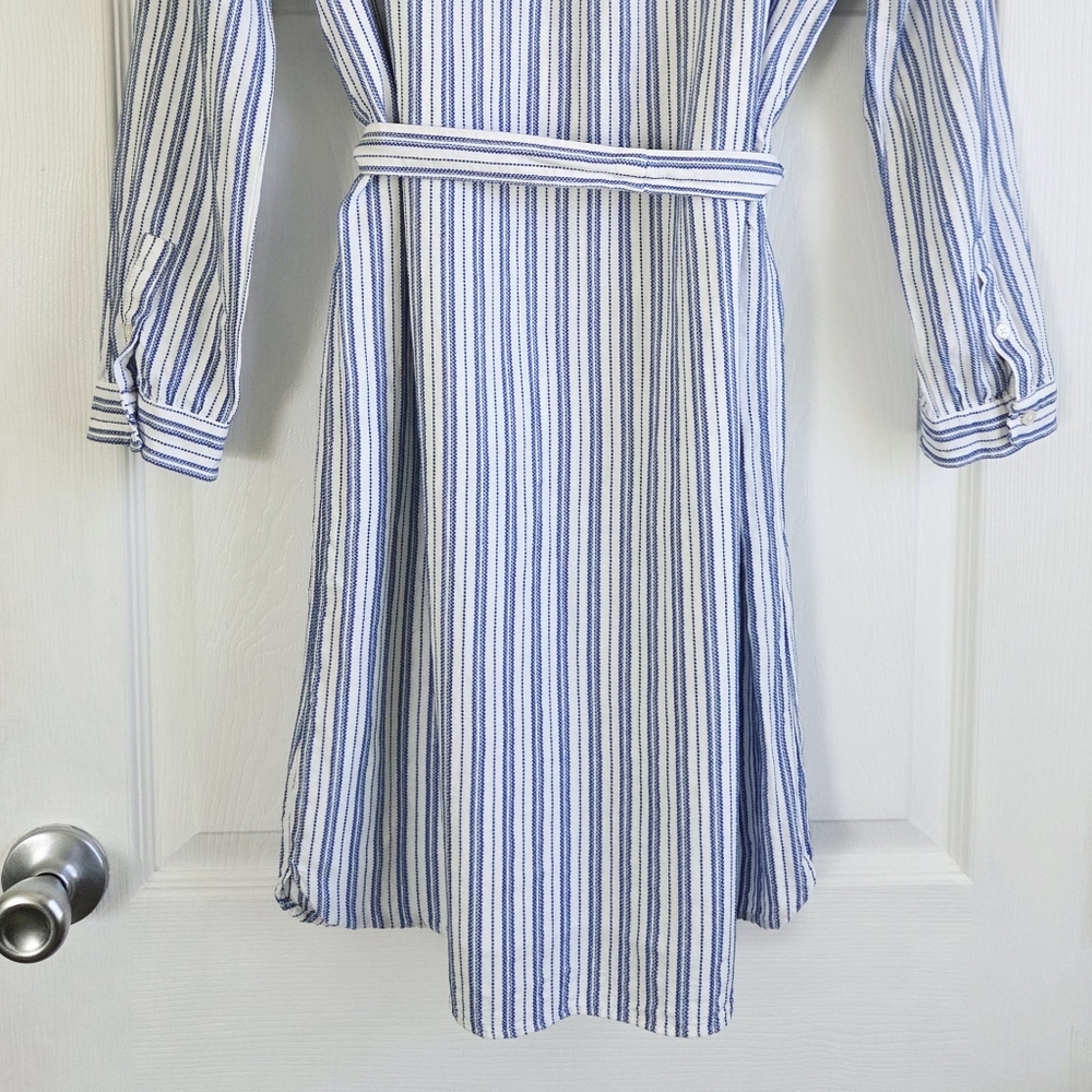 J.Crew Mercantile ✨️ Blue and White Striped Women's Dress with Belt Size M - Picture 6 of 10